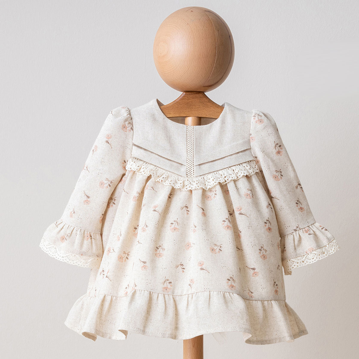 Baby Mädchen Kleid aus Leinen mit Blumenaufdruck-4174