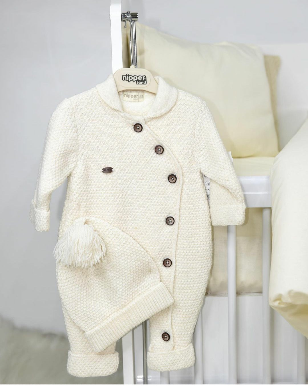 Nipperland Baby Mädchen und Jungen Strickoverall mit Mütze-6513