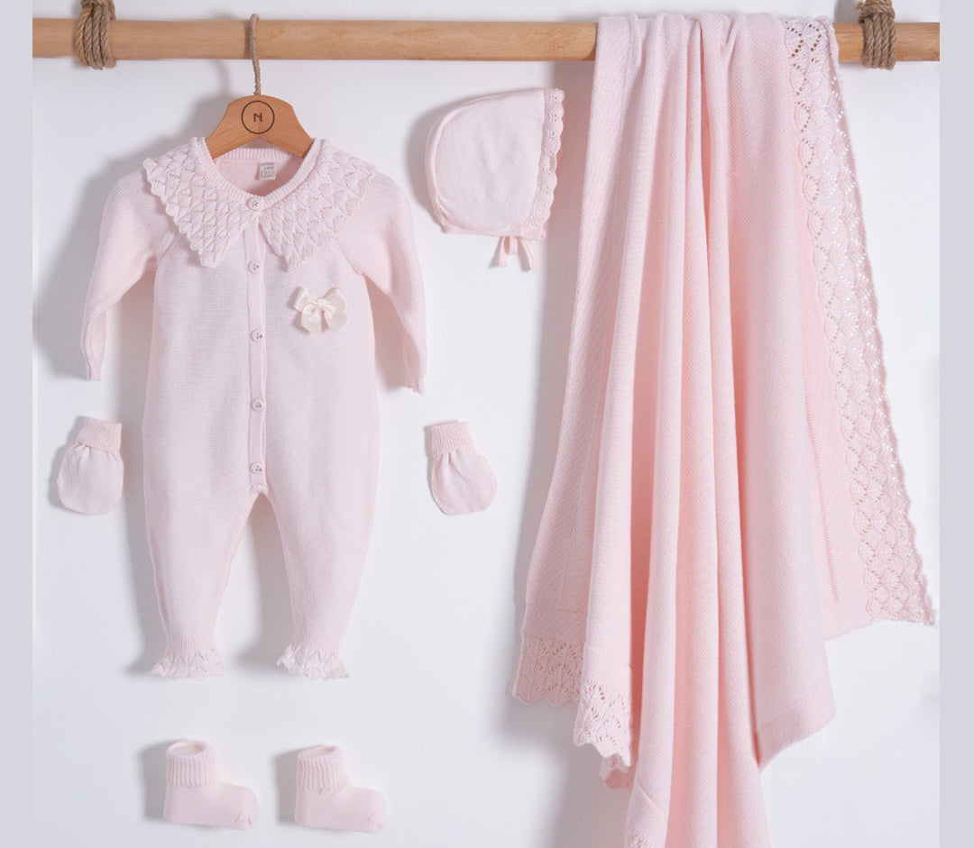 Nipperland Newborn Set 5pcs with Crochet Motif Organic Cotton -7007