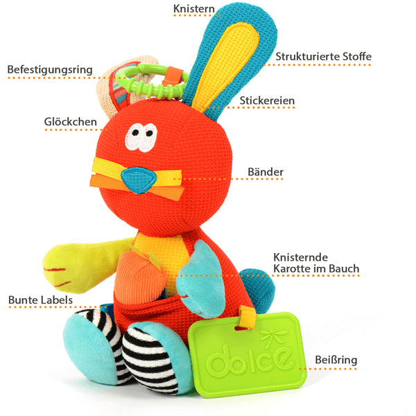 Dolce Classic Aktivitätsspielzeug Hase Hoppy - 27 cm