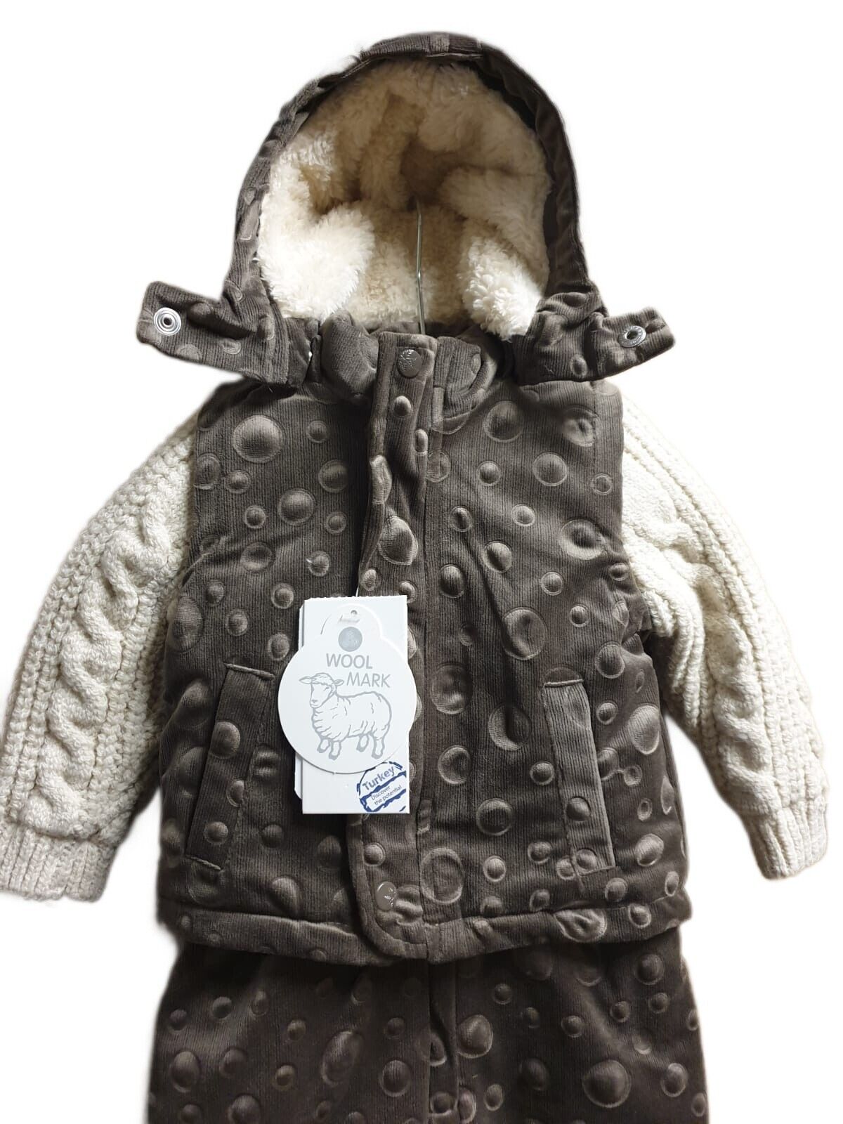 Wool Blend Baby Boys Girls Winter Overall Romper Jumpsuit Hood