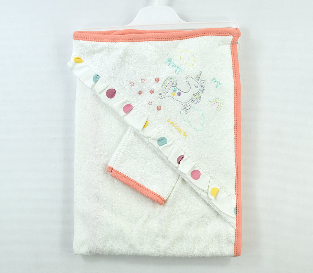 Hooded towel - Unicorn motif - pure cotton-2211