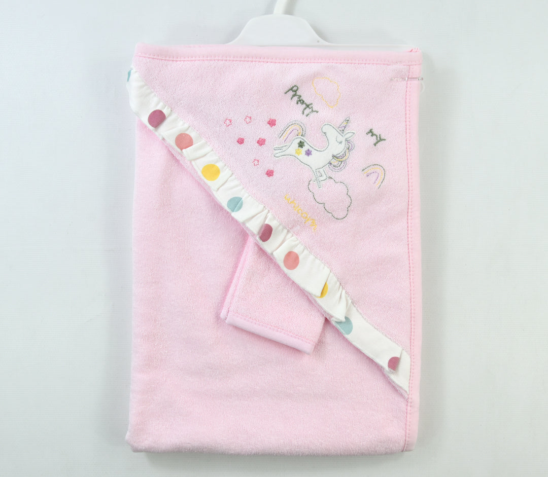 Hooded towel - Unicorn motif - pure cotton-2211