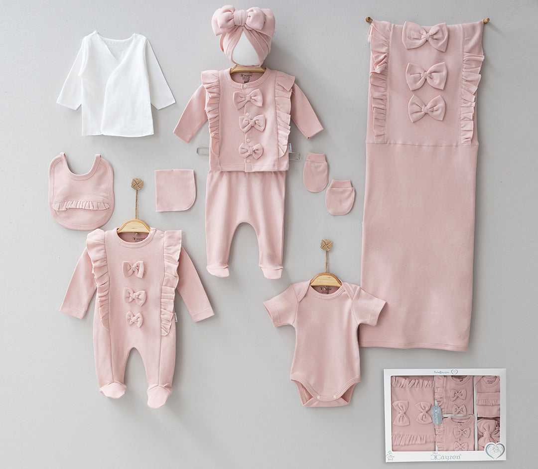 Newborn set 10 pieces. Old pink "bows" -3005