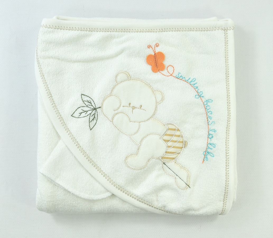 Serviette à capuche - Bébé Ours avec gant de toilette - pur coton-3027