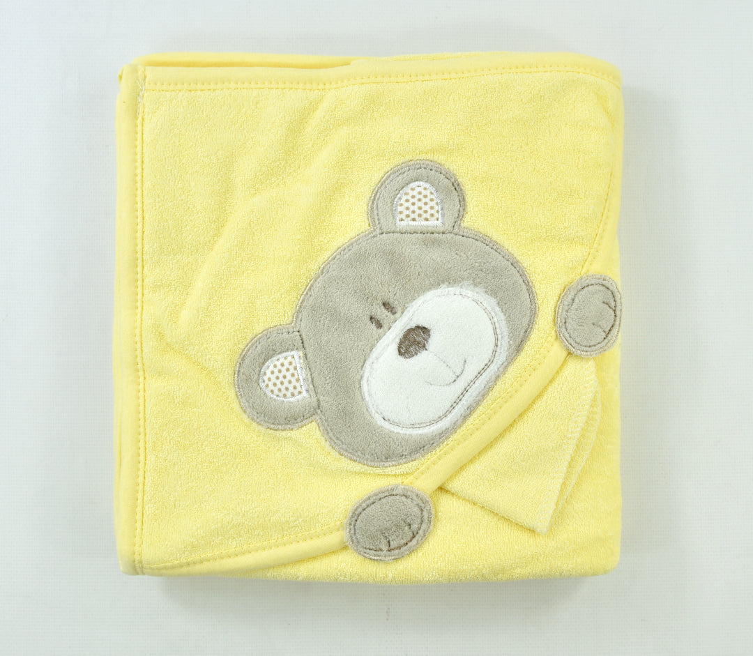 Hooded towel - with bear motif and washcloth - pure cotton-3265