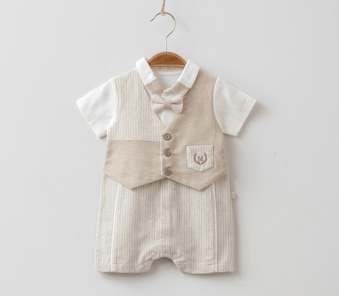 Bébé garçon 2 pièces. Ensemble chemise et short en lin -3702